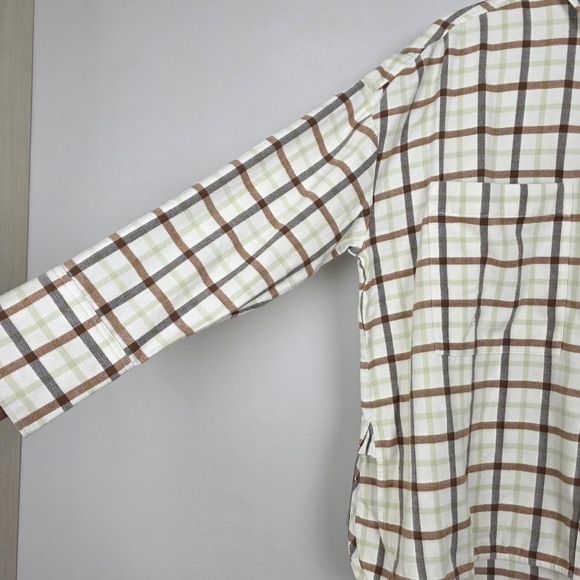 Everlane Boxy Flannel Cream Brown Plaid Button Down Shirt Sz Women's Medium NWT - Picture 6 of 13